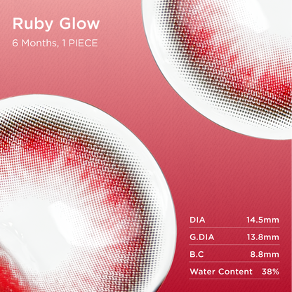 GlowyLock Ruby Glow | 6-Month colored contacts