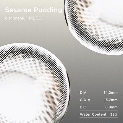 GlowyLock Sesame Pudding | 6-Month colored contacts