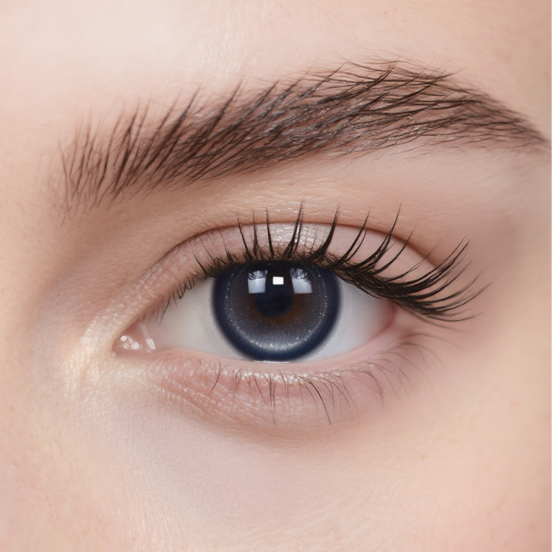 Ethereal daily colored contacts on eye