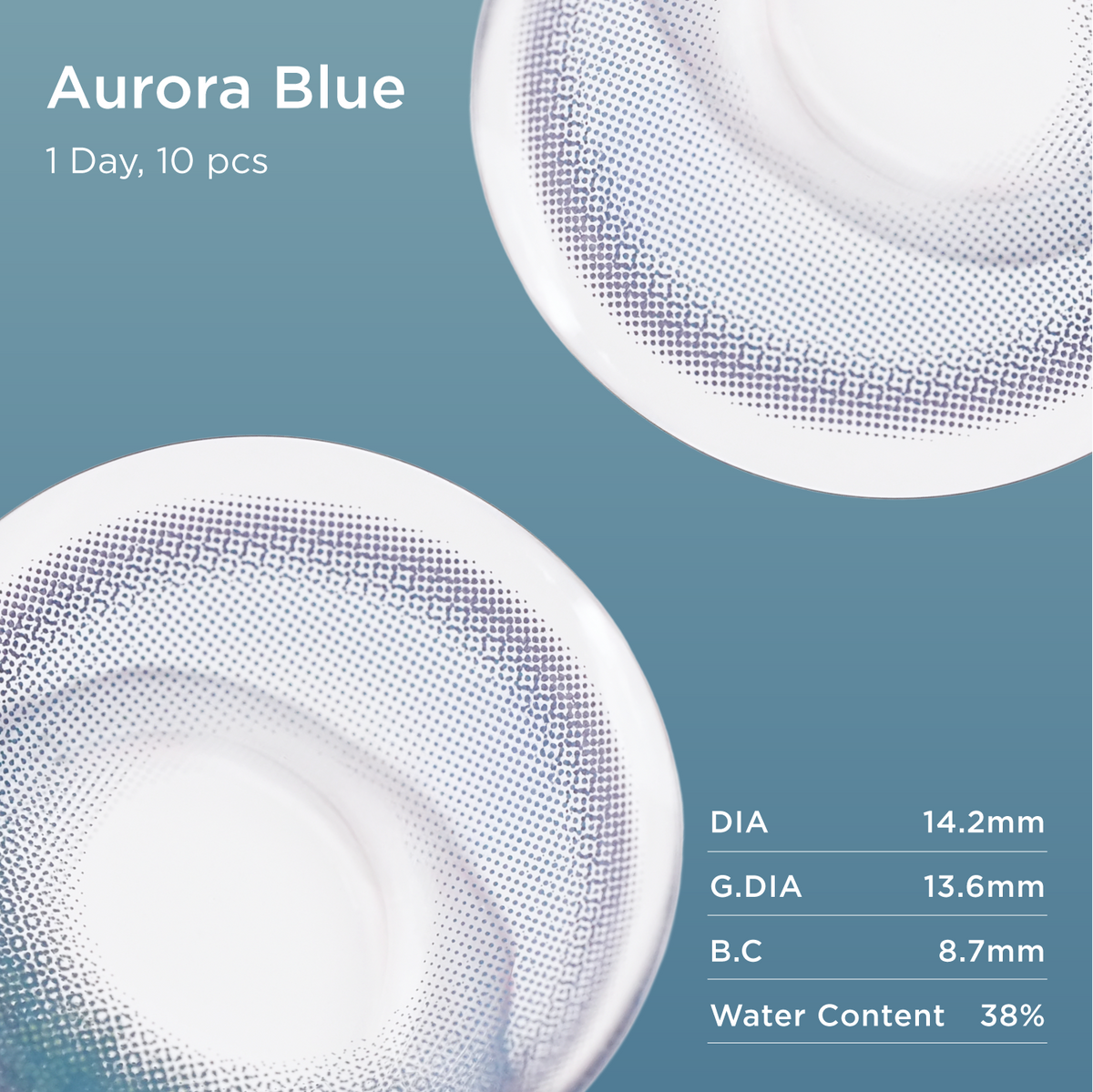 GlowyLock Aurora Blue daily colored contacts lens detail