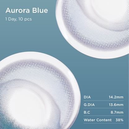 GlowyLock Aurora Blue daily colored contacts lens detail