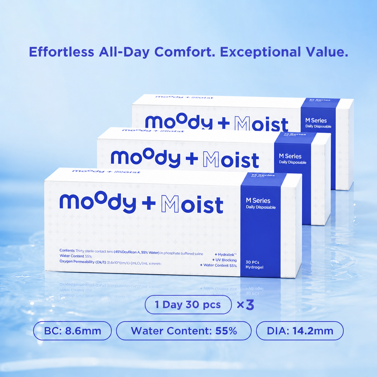 moodyPlus M Diario Contacts, 30 pcs, 3 pack