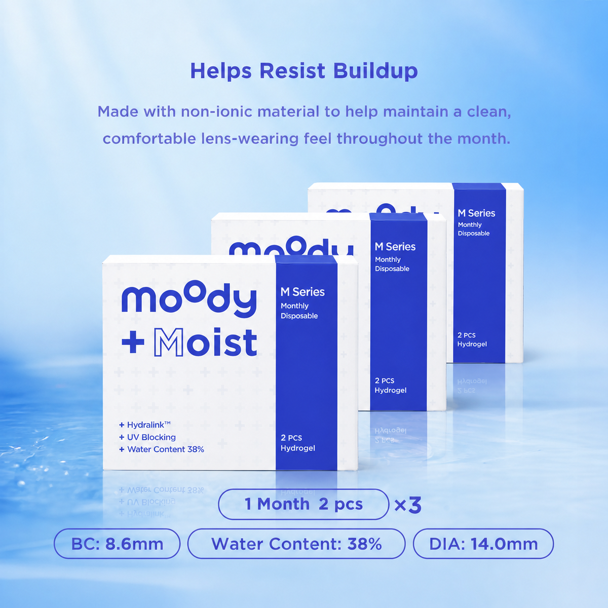 moodyPlus M Series Mensual Contacts,2 pcs, 3 packs