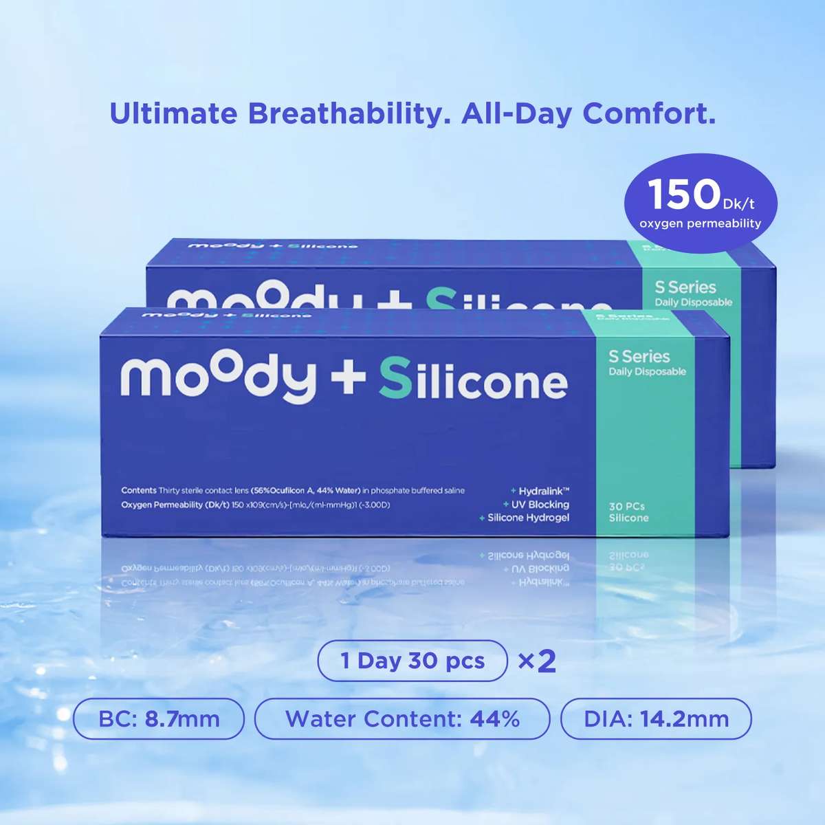moodyPlus S Series Diario Contacts,30 pcs, 2 packs