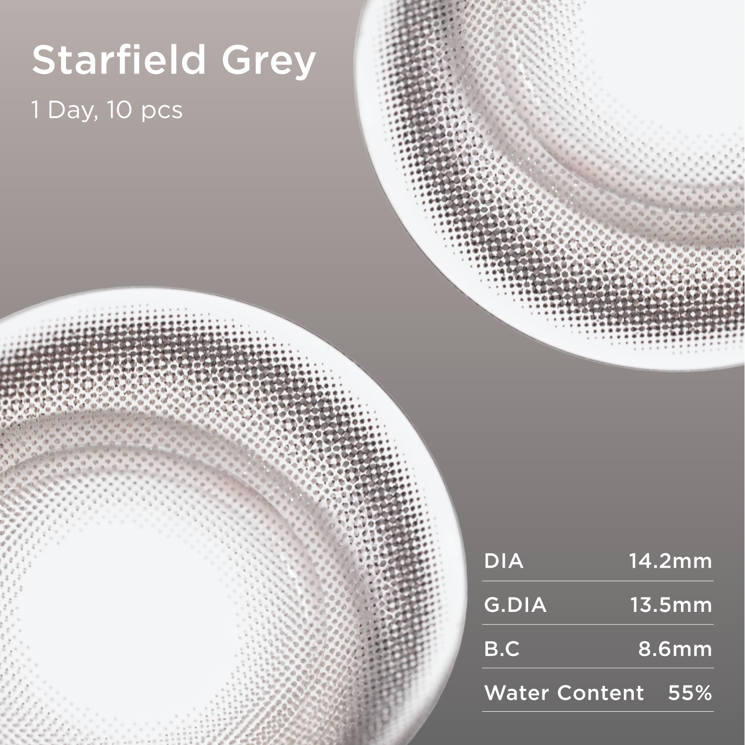 Starfield Grey daily colored contacts lens detail
