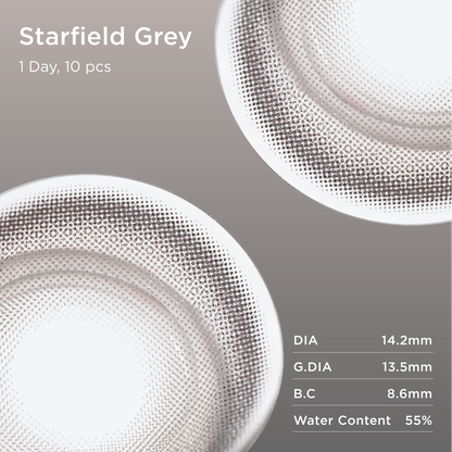 Starfield Grey daily colored contacts lens detail